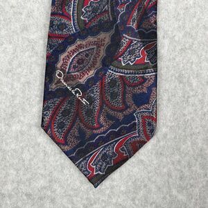 Vintage OSCAR DE LA RENTA Mens Necktie Bold Watercolor‎ Paisley MADE IN USA Silk